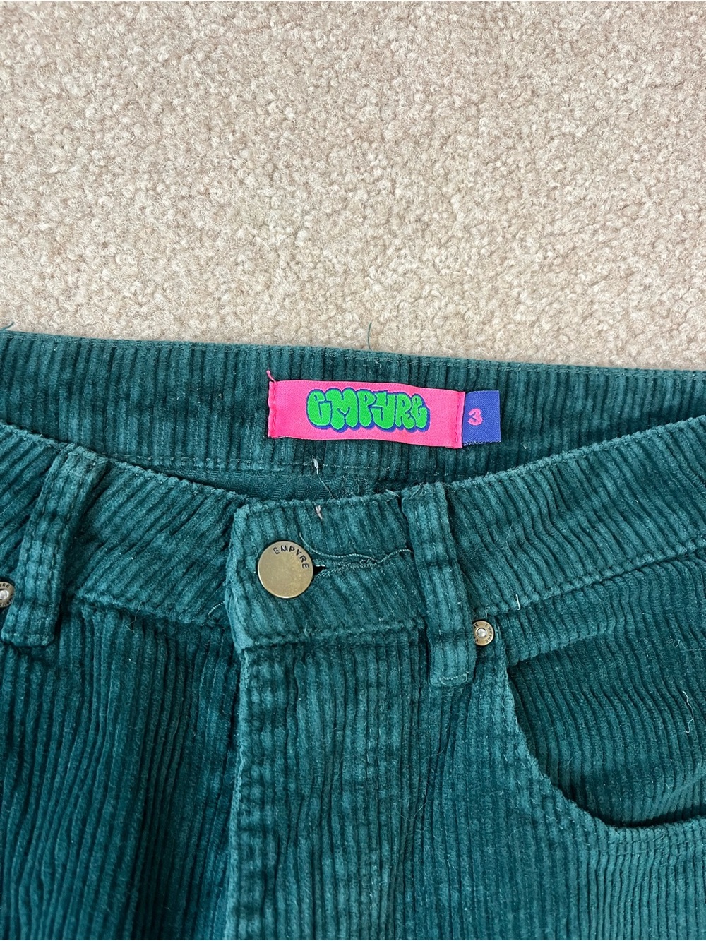 Women’s Empyre Dark Green Corduroy Pants - Picture 3 of 3